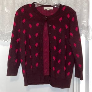 Loft Burgundy Cat Cardigan Sweater. Size M. Worn once. Very soft.